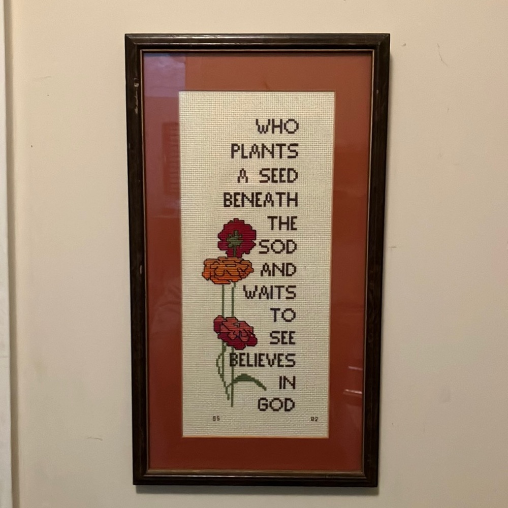 Vintage (1982) Hand cross stitch picture